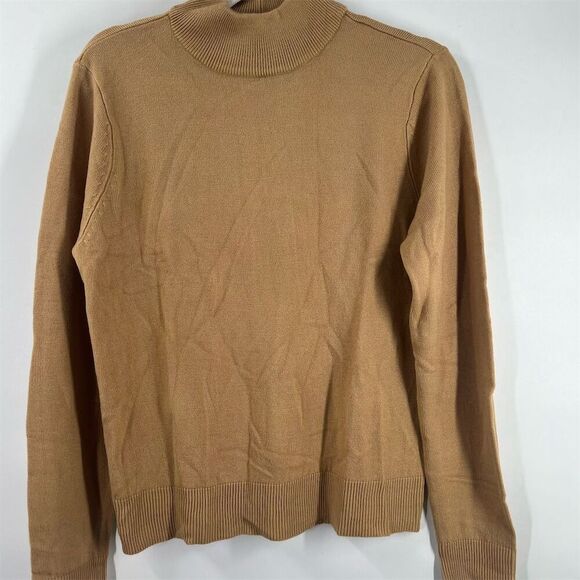 Blair Womens Medium Beige Turtleneck Sweater Long Sleeve Ribbed Cuffs - Picture 1 of 6